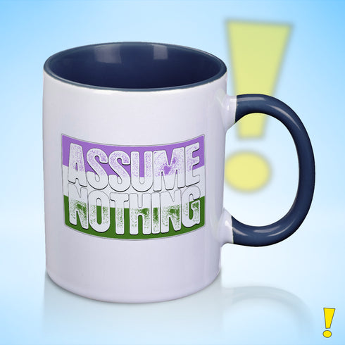 Assume Nothing Genderqueer Pride Flag Color Accent Mug